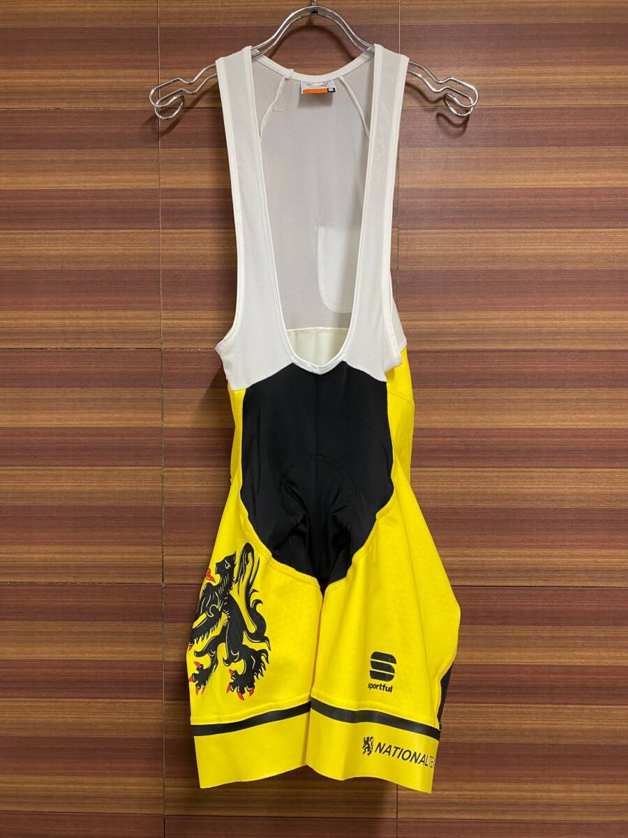 HU586 スポーツフル sportful 半袖 サイクルジャージ ビブショーツ 上下セット 黄 黒 L ※ほつれ、染みの画像5
