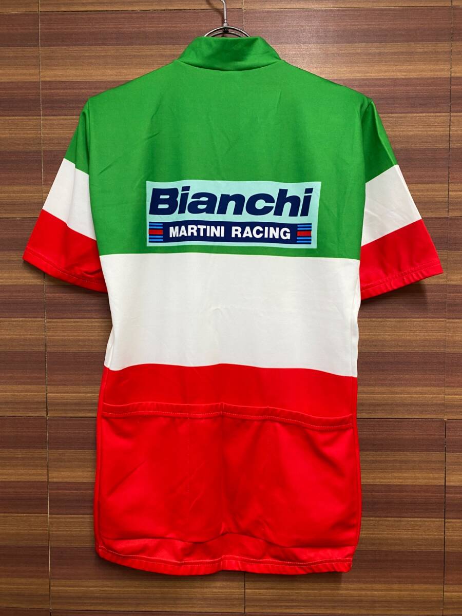 HU664 サンティーニ Santini 半袖 サイクルジャージ 緑 白 赤 L Bianchi ※染みの画像2