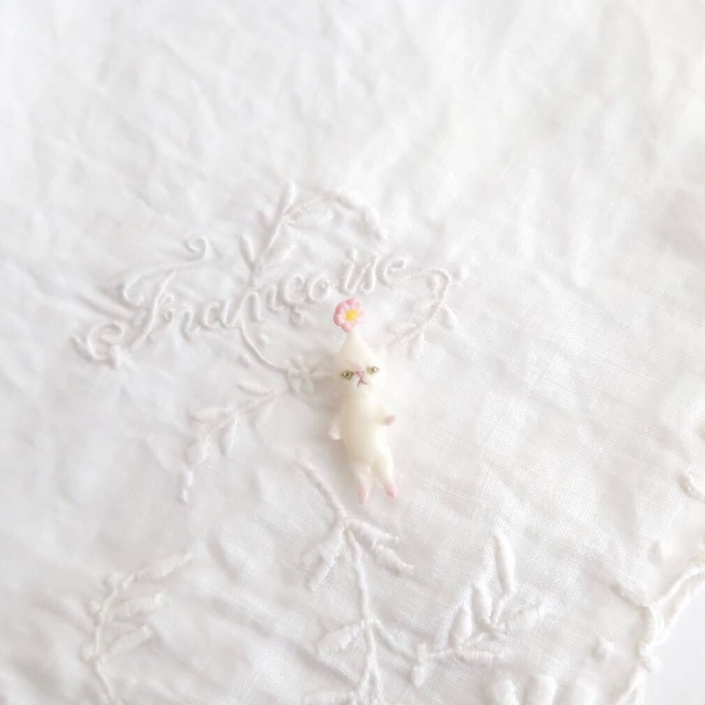 ハンドメイド ミニミニお花ネコ 樹脂粘土 人形 ドールハウス ミニチュア の画像5