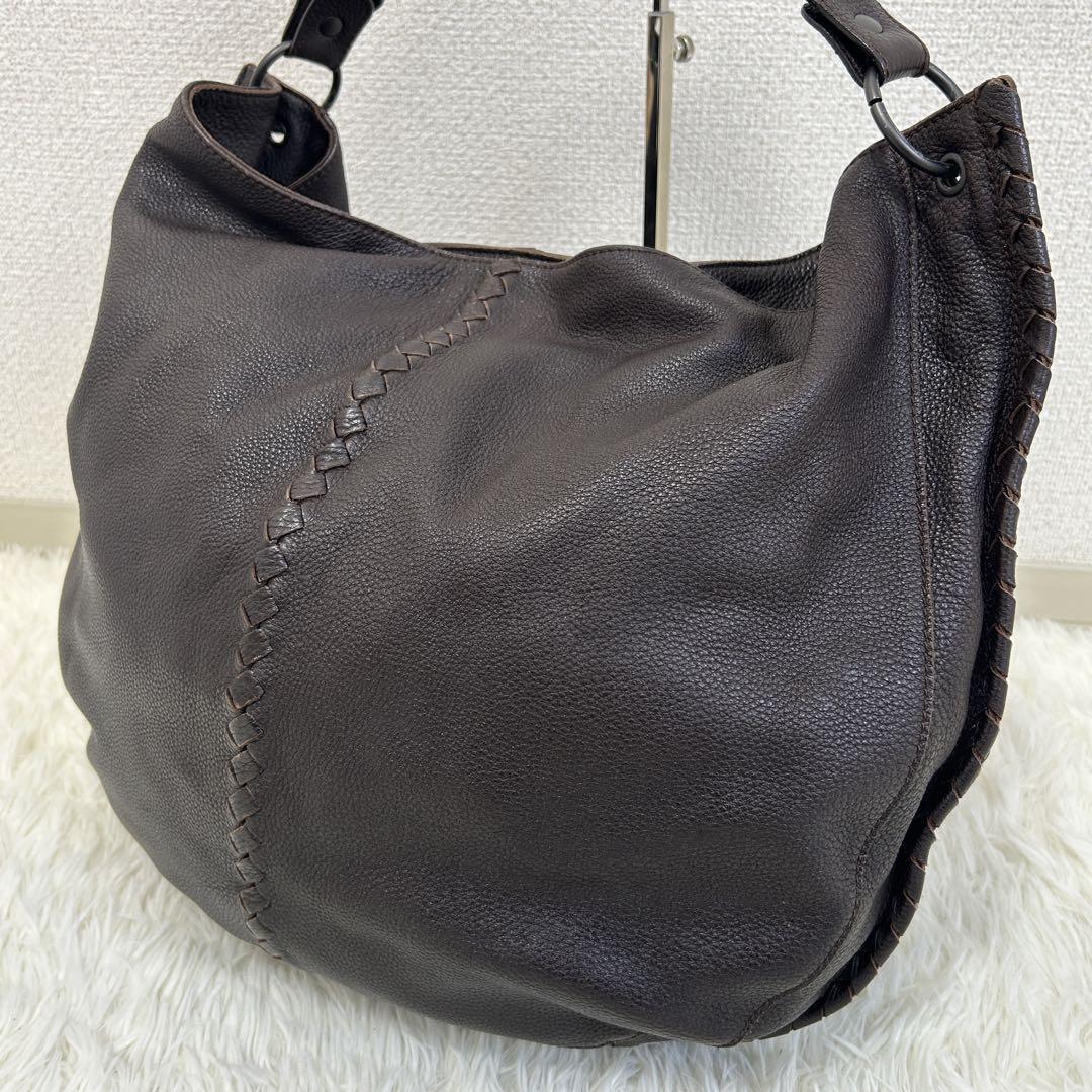 １円スタート●超美品●BOTTEGA VENETA ボッテガ ヴェネタ●イントレチャート●カーフ レザー●ワンショルダー バッグ●ブラウン●A4 収納の画像1