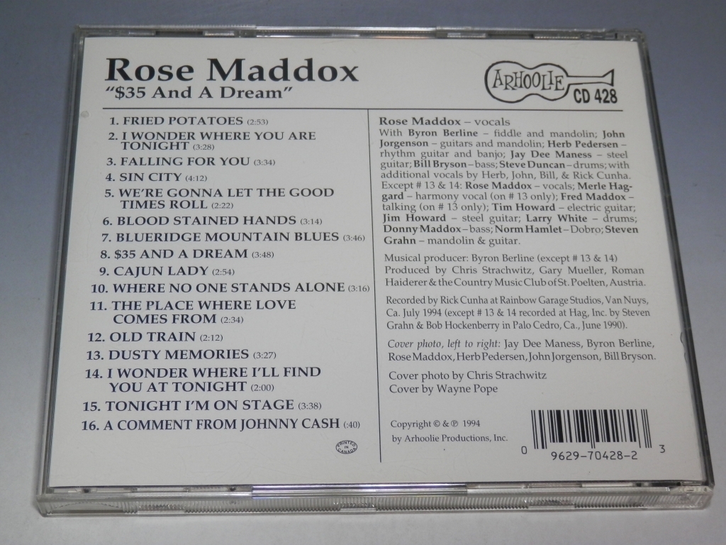 ☆ ROSE MADDOX ローズ・マドックス $35 and a Dream 輸入盤CD/MADDOX BROTHERS AND ROSE_画像2