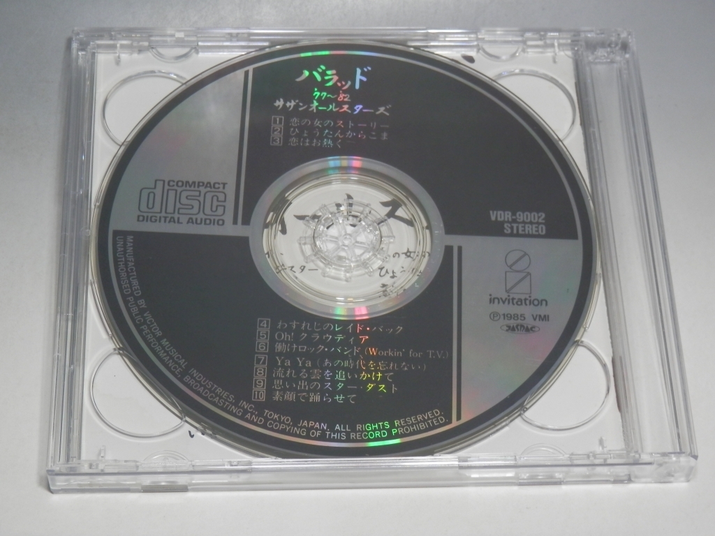 ☆ サザンオールスターズ バラッド '77~'82 2枚組CD VDR-9001~2/*難ありの画像2