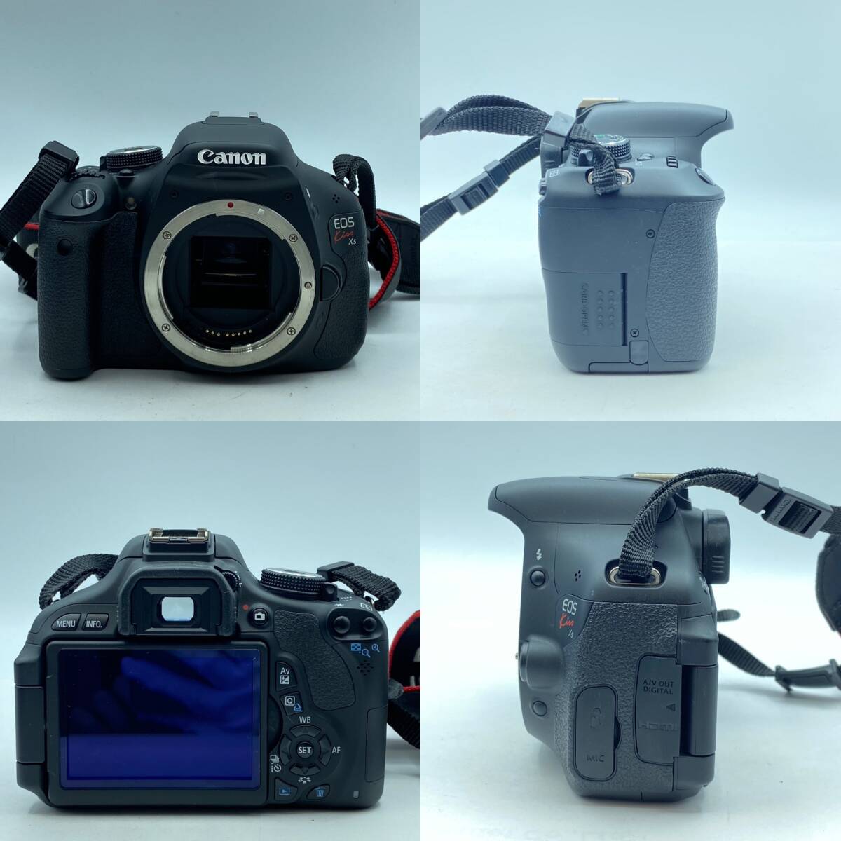 『M1』Canon　キヤノン　EOS Kiss X5　イオスキスX5　ダブルズームキット　通電確認済み　箱　別売り新品カメラケース　付属品　付き　美品_画像2