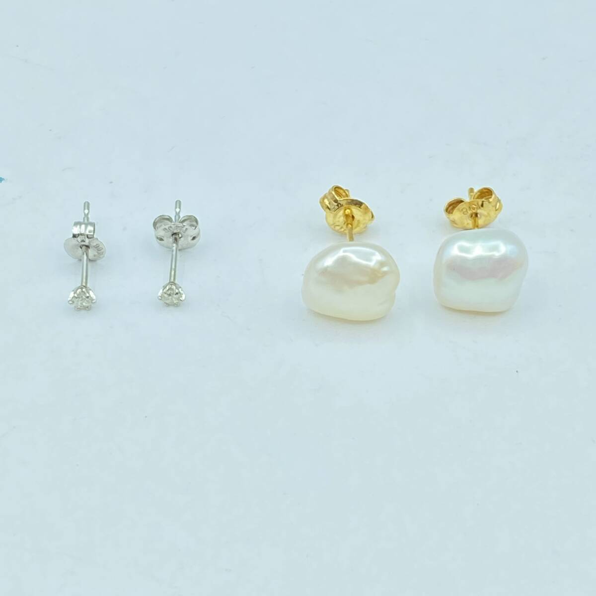 『AA11』ジュエリー K18/淡水パールピアス 約1.8ｇ Pt900/ピアス ダイヤ0.03ct 約0.6ｇ おまとめ 真珠 ダイヤモンド 天然石 現状の画像1