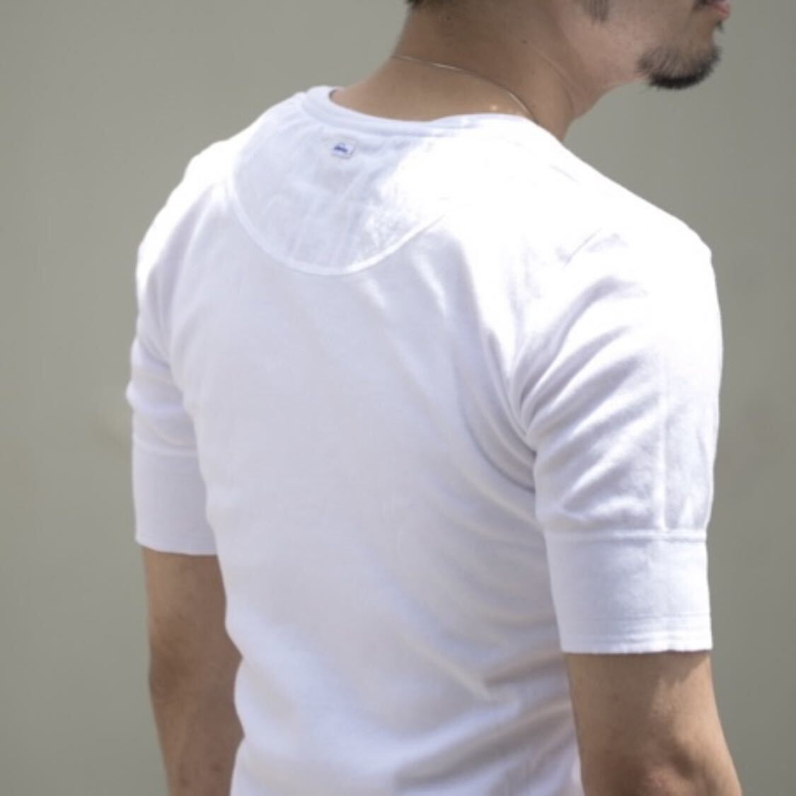 XL 新品 Schiesser シーサー 定番 ヘンリーネック 半袖 Tシャツ KARL-HEINZ S/S 白 ホワイト 定1.32万 メンズ 7 カットソー 160095 リブ袖_画像10