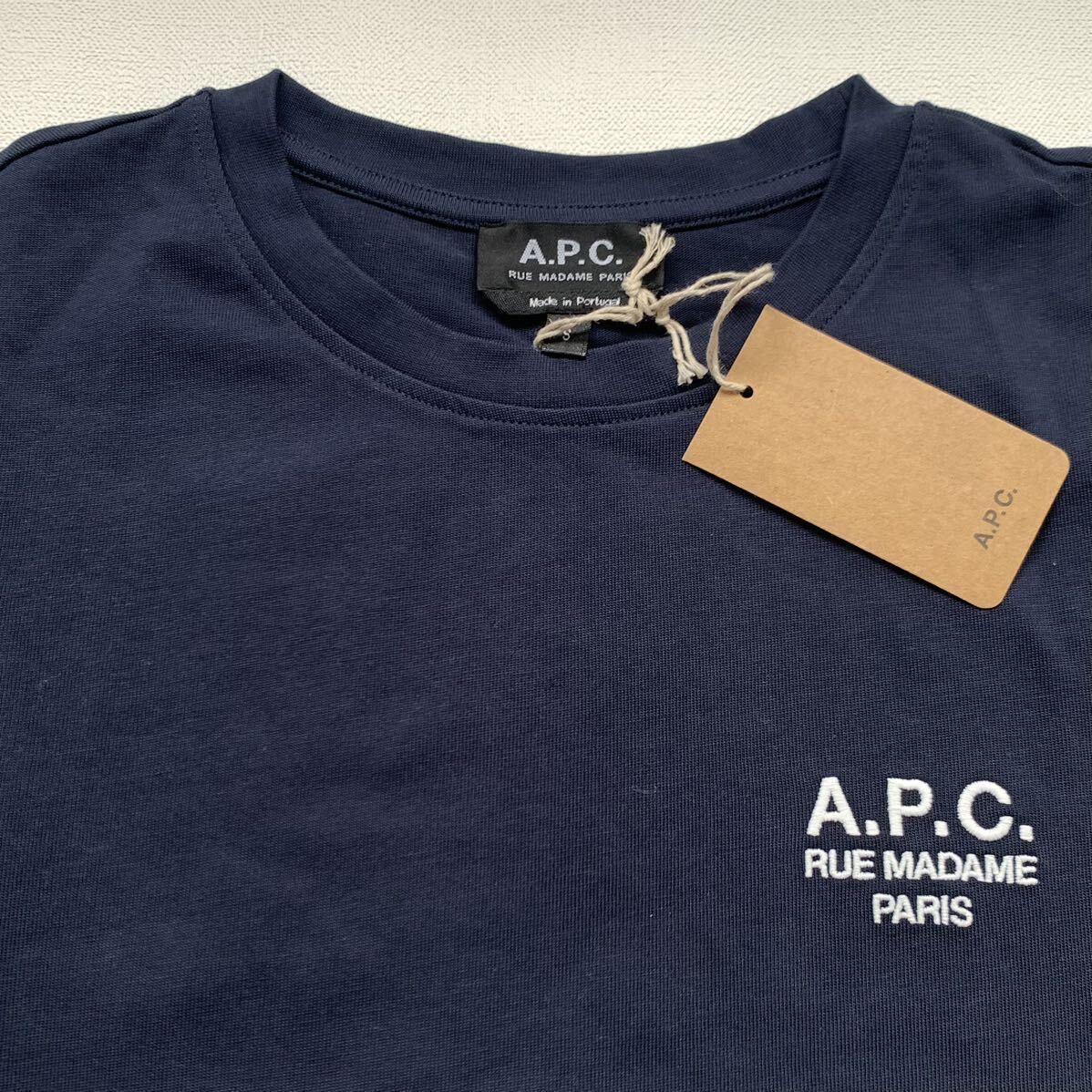 M 新品 A.P.C. アーペーセー 定番 刺繍 ロゴ Denise Tシャツ 定1.54万 ダークネイビー レディース APC 厚手 2023SS 半袖_画像5