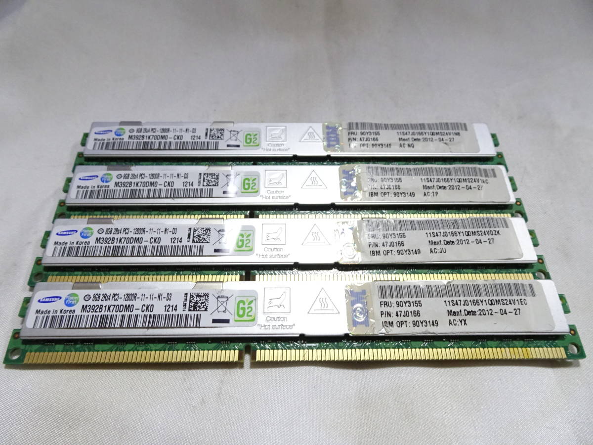 美品 SAMSUNG ヒートスプレッダ付メモリー PC3-12800R DDR3-1600 1枚8GB×4枚組 合計32GB 両面チップ Registered ECC 動作検証済の画像4