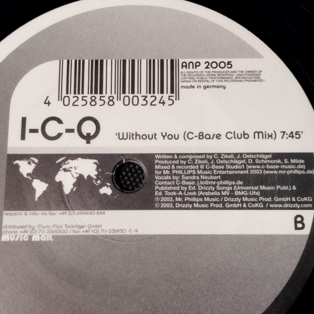 DJ用レコード【I-C-Q Without You Club Mix C-Base Club Mix】 レコード 12インチ クラブ ダンス テクノ トランス ハウス 15枚まで同梱可能_画像6