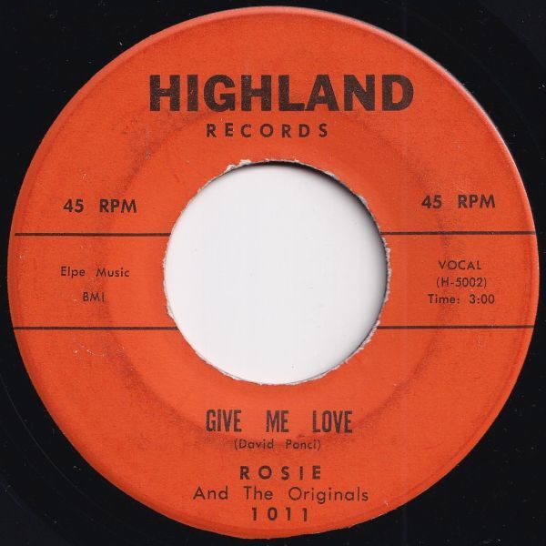 Rosie And The Originals Angel Baby / Give Me Love Highland US 1011 206555 R&B R&R レコード 7インチ 45の画像2
