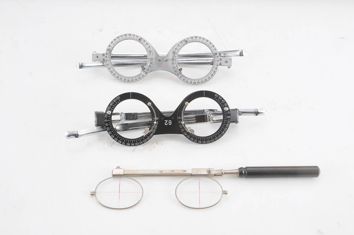 [MAA59]メーカー不明 検眼レンズセット テストレンズ 視力検査用 眼鏡 めがね メガネ 眼科 トライアルフレーム付き ハードケース付きの画像5