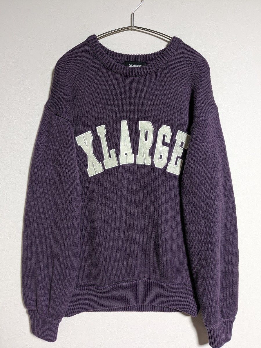 ■大人気 エクストララージ CREWNECK KNIT/コットンニット メンズ Sサイズ パープル系  希少 レア 古着