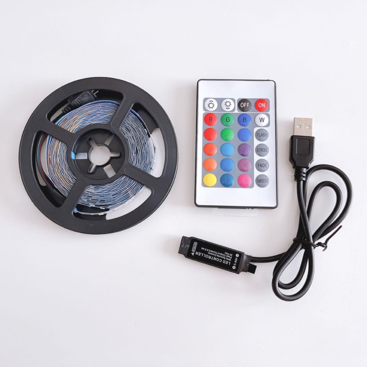 LEDテープライト リモコン4ｍ　USB 16色　発光　カラフル　間接照明