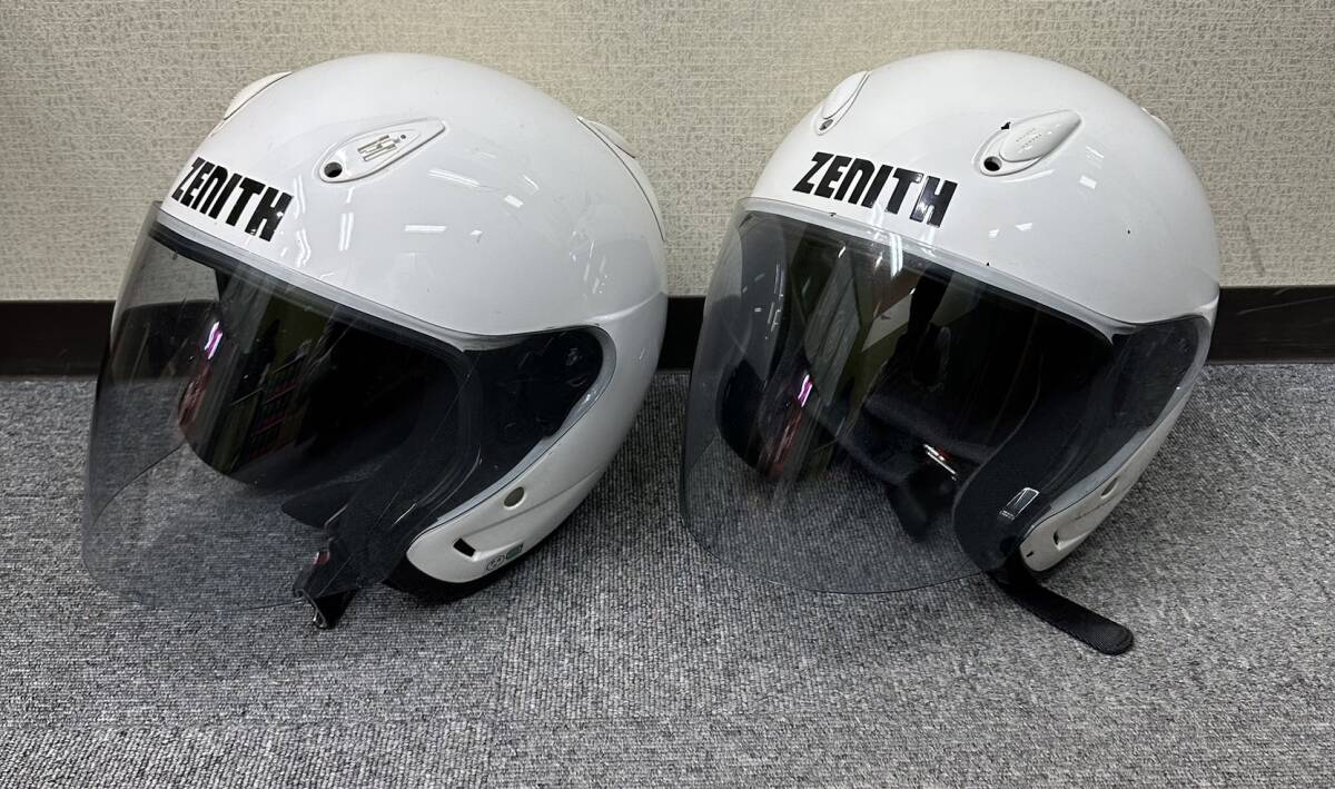 【DK 22461】１円～ ヘルメット 2点 まとめ ZENITH ゼニス YJ-5 YJ-5Ⅱ YAMAHA ヤマハ ジェットヘルメット サイズM/L バイク 中古 現状品の画像1