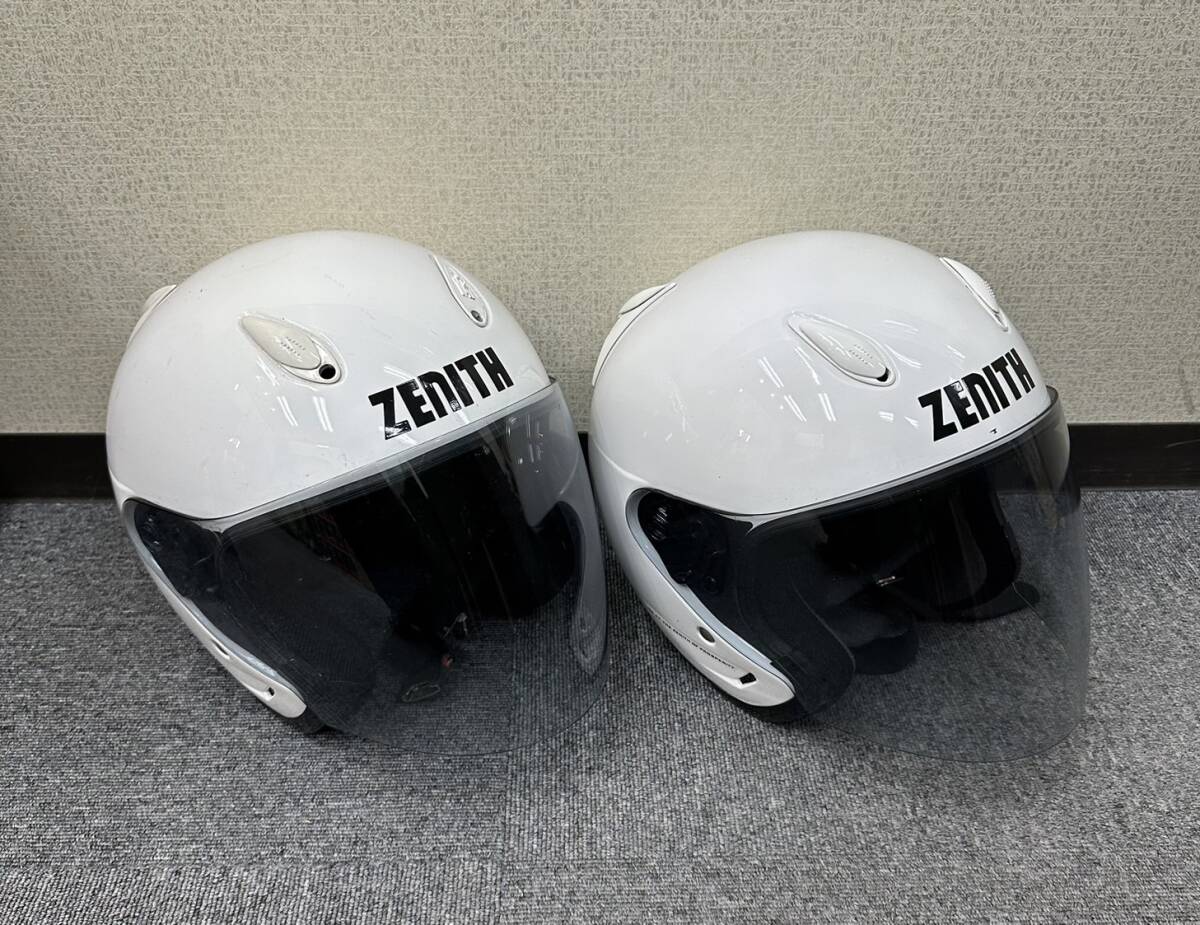 【DK 22461】１円～ ヘルメット 2点 まとめ ZENITH ゼニス YJ-5 YJ-5Ⅱ YAMAHA ヤマハ ジェットヘルメット サイズM/L バイク 中古 現状品の画像2