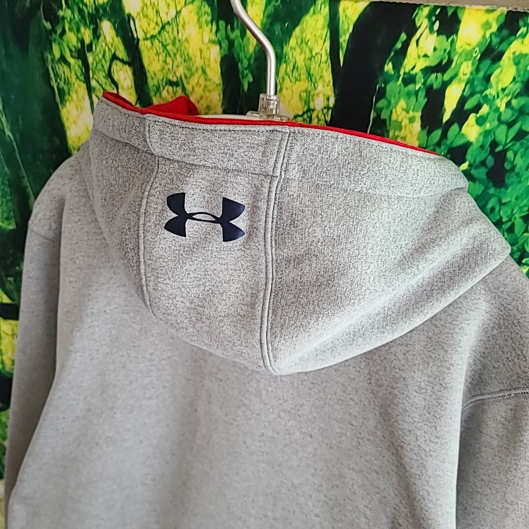 アンダーアーマー UNDER ARMOUR グレー 刺繍 ビッグロゴ MD スウェットパーカー パーカー 裏起毛 筋トレ 野球 トレーニング ウォーキング_画像8