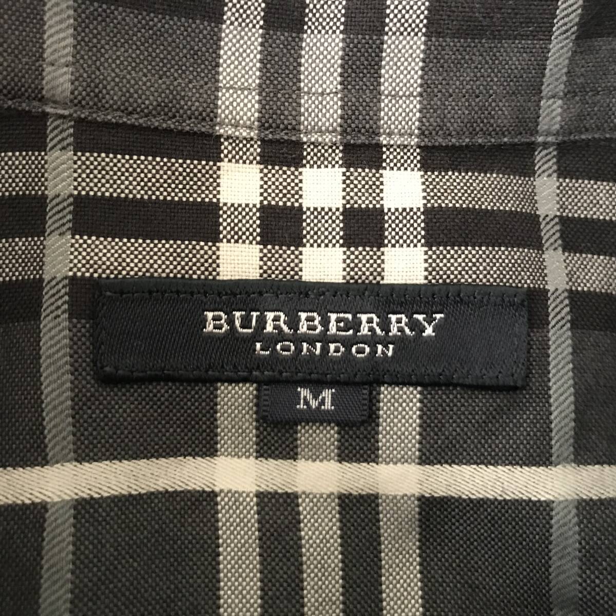 BURBERRY LONDON バーバリー メンズ 半袖チェック柄シャツ 三陽商会/日本製 美品 size Mの画像4
