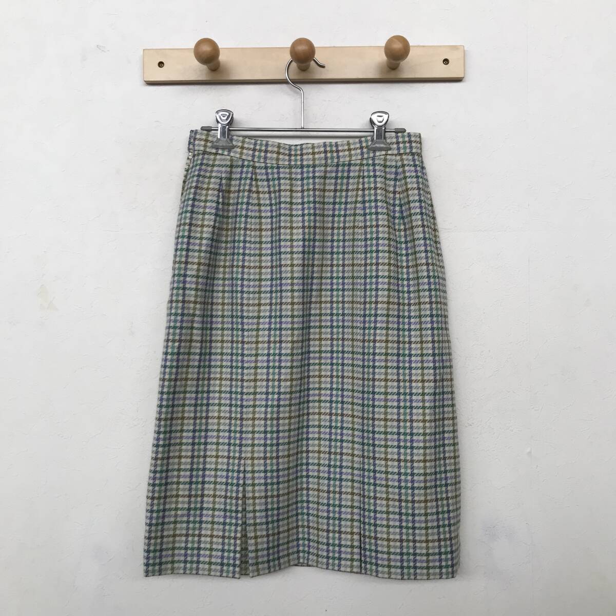 80s OLD Burberrys オールド バーバリー チェック柄 ボックスプリーツスカート 里地付き マルチカラー 美品 size 7