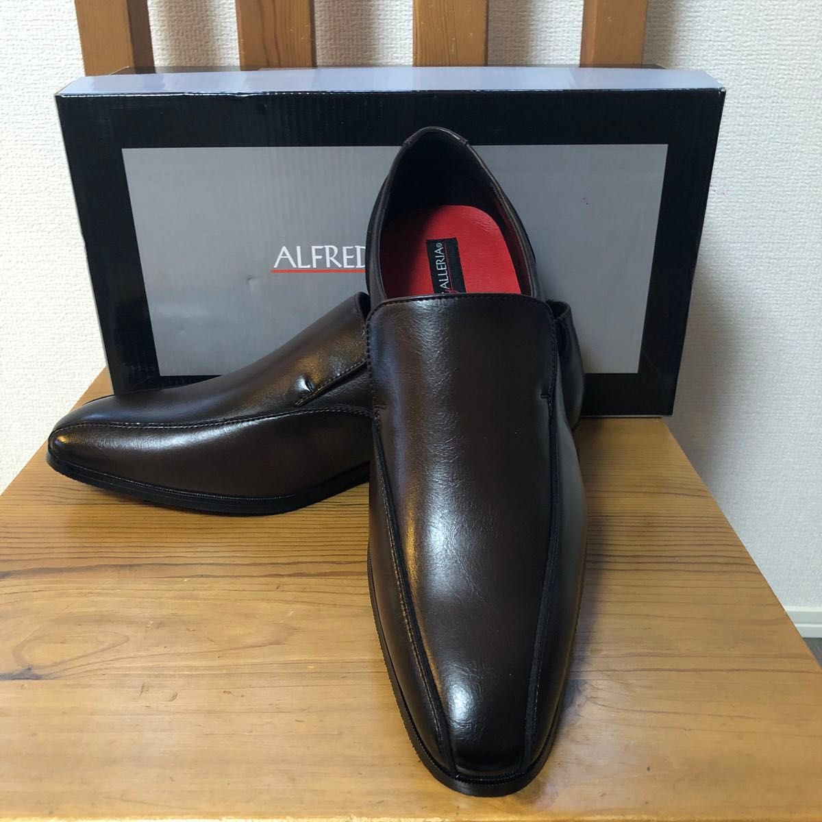 未使用品　ALFRED GALLERIA  メンズビジネスシューズ 26.0cm  スリッポン　 ブラウン