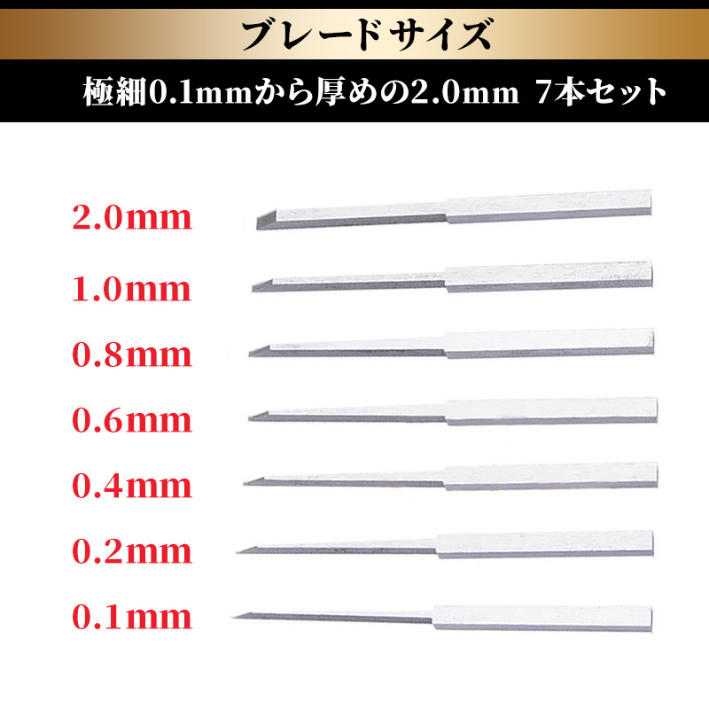 タガネ 筋彫り 7本 セット ガンプラ プラモデル 工具 ドライバー すじぼり スジボリ たがね 模型 フィギュア モールド ツール エッチング_画像2