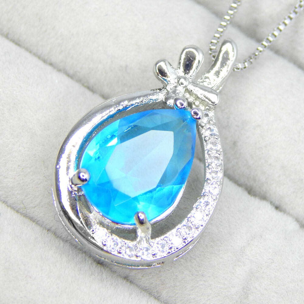 再入荷★新品★送料無料 極大粒 レディース ジルコニア CZスカイブルーダイヤモンドネックレス 3ct シルバー925 プラチナ仕上 限定