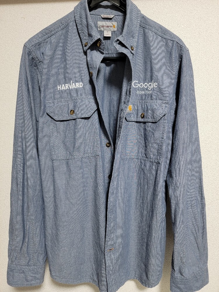 カーハート シャンブレー Google carhartt 長袖 シャツ ボタンダウン ワークシャツ L トップス カジュアル アメカジ 激安 デニム レア 珍品の画像4