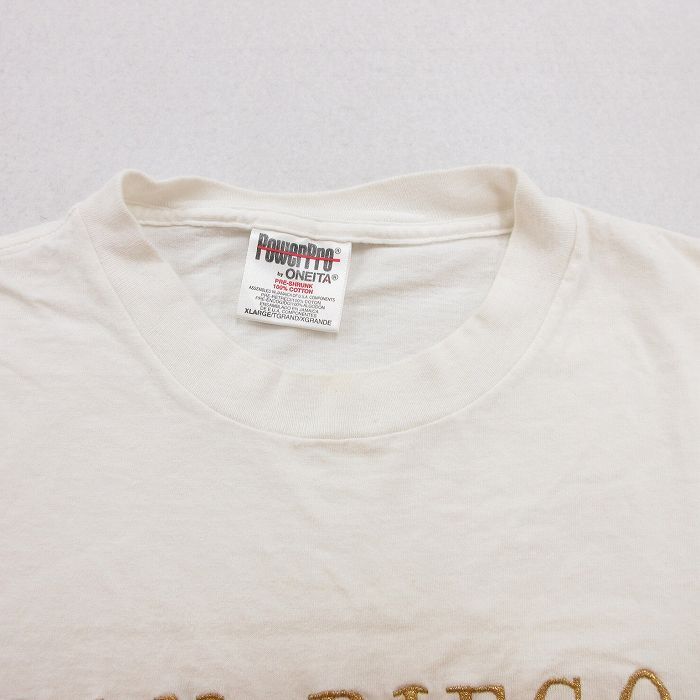XL/古着 オニータ ONEITA 半袖 ビンテージ Tシャツ メンズ 90s サンディエゴ カリフォルニア 刺繍 コットン クルーネック 白 ホワイト 24ma_画像4