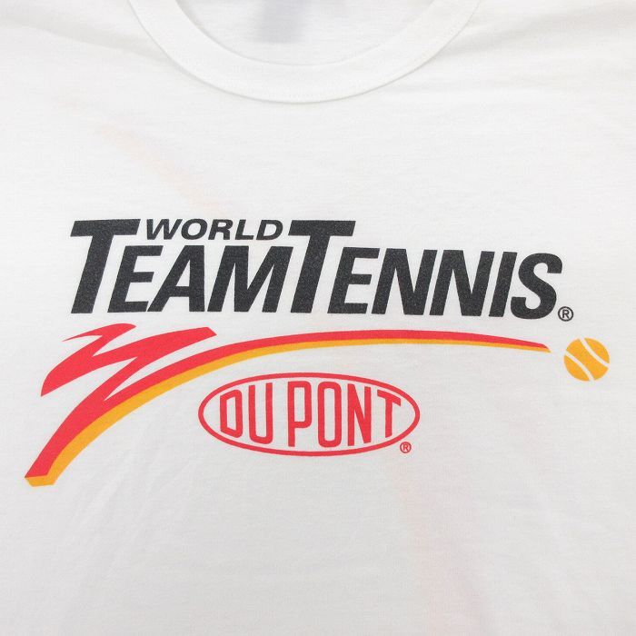 XL/古着 ラッセル 半袖 ビンテージ Tシャツ メンズ 80s テニス DUPONT 大きいサイズ クルーネック 白 ホワイト spe 24apr02 中古_画像3