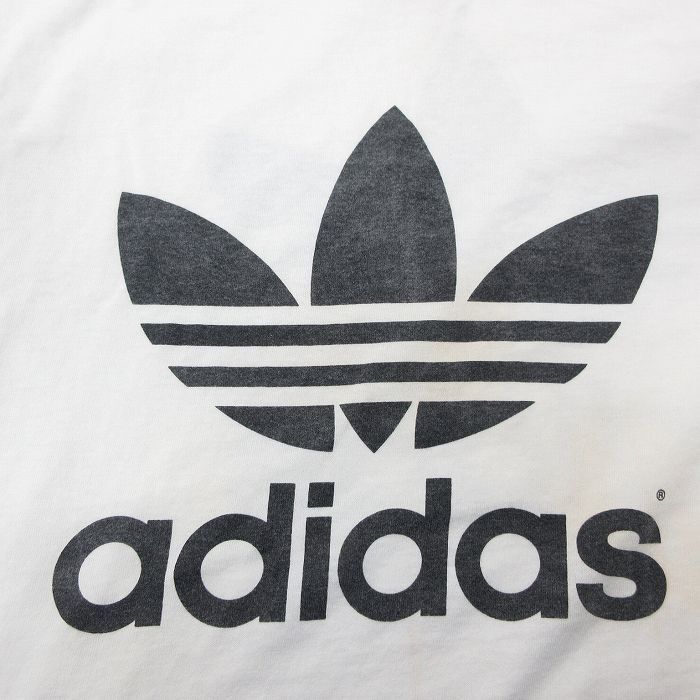 XL/古着 アディダス adidas 半袖 ビンテージ Tシャツ メンズ 90s ビッグロゴ リーフ トレフォイル コットン クルーネック 白 ホワイト spe_画像3