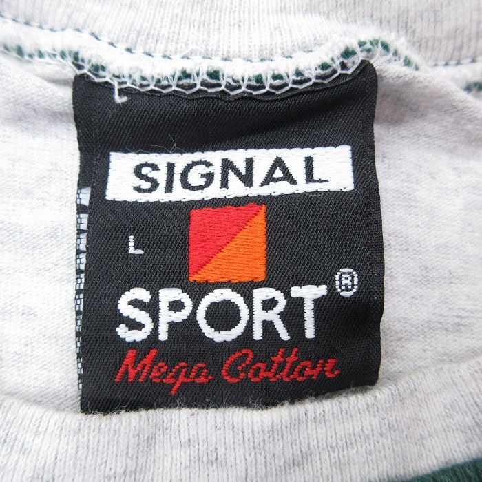 L/古着 SIGNAL 半袖 ビンテージ Tシャツ メンズ 90s バスケットボール ツートンカラー コットン クルーネック 薄グレー他 24apr04 中古_画像5