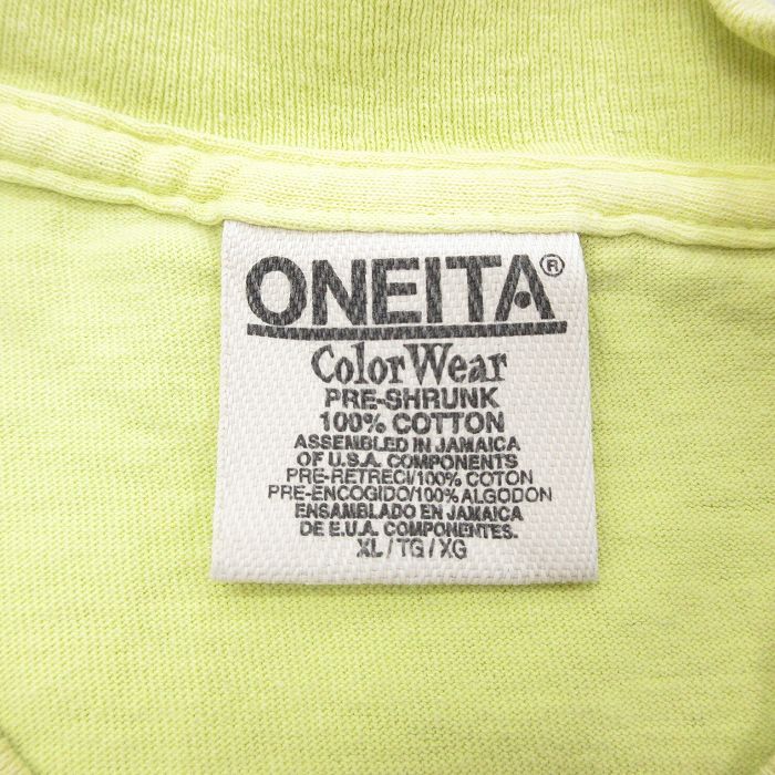 XL/古着 オニータ ONEITA 半袖 ビンテージ Tシャツ メンズ 00s 馬 マルガリータ 大きいサイズ コットン クルーネック 黄緑 spe 24apr06 中_画像6