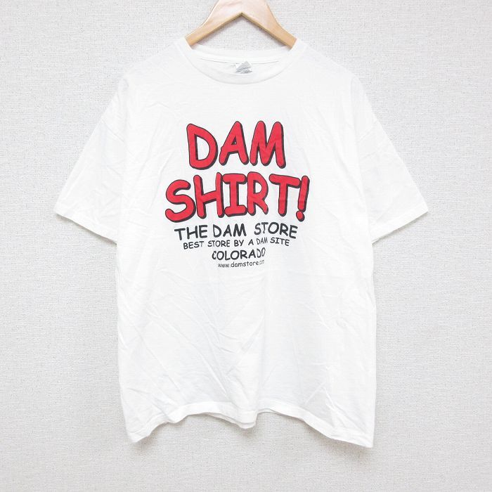 XL/古着 半袖 Tシャツ メンズ DAM SHIRT コットン クルーネック 白 ホワイト 24apr09 中古_画像1