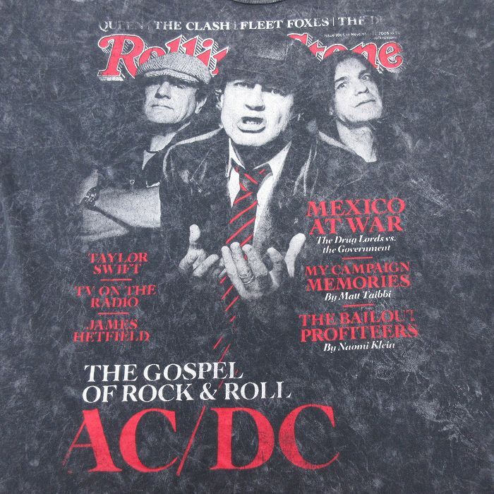 XL/古着 半袖 ロック バンド Tシャツ メンズ ローリングストーンズ AC/DC テイラースイフト 大きいサイズ コットン クルーネック 黒 ブラッ_画像3