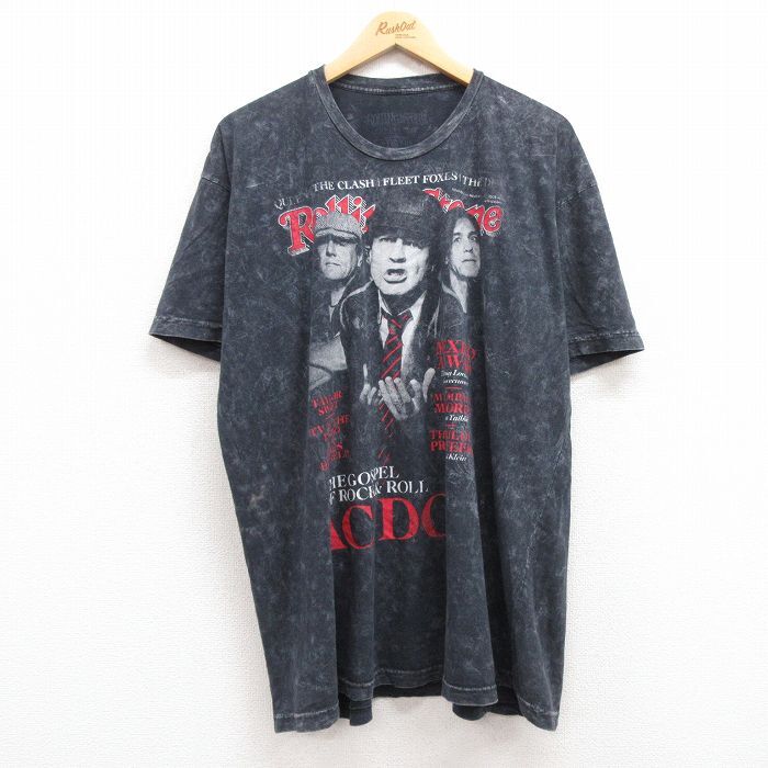 XL/古着 半袖 ロック バンド Tシャツ メンズ ローリングストーンズ AC/DC テイラースイフト 大きいサイズ コットン クルーネック 黒 ブラッ_画像1