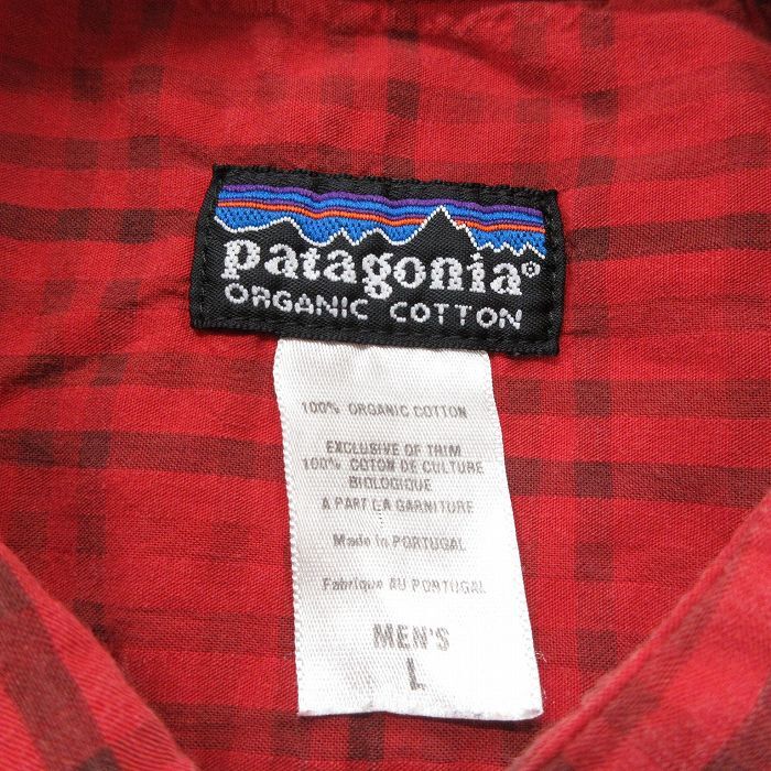 L/古着 パタゴニア patagonia 半袖 シャツ メンズ オーガニックコットン 赤系他 レッド チェック 24apr11 中古 トップス_画像5