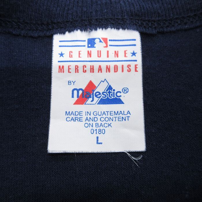 XL/古着 マジェスティック 半袖 ビンテージ Tシャツ メンズ 00s MLB ミネソタツインズ ヘンリーネック 紺 ネイビー メジャーリーグ ベース_画像7