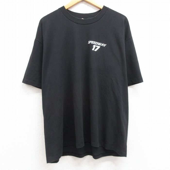 XL/古着 ヘインズ 半袖 ビンテージ Tシャツ メンズ 90s レーシングカー 大きいサイズ クルーネック 黒 ブラック 24apr12 中古_画像2