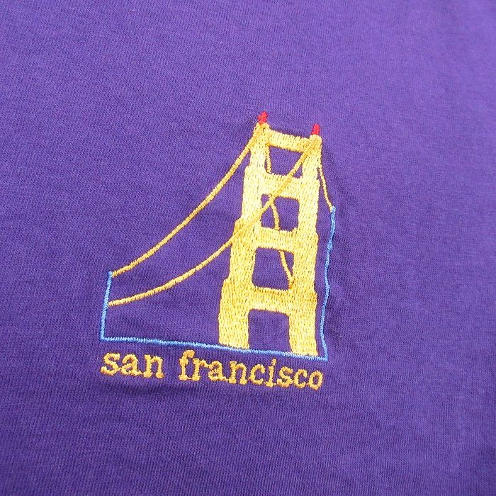 XL/古着 ジャージーズ 半袖 ビンテージ Tシャツ メンズ 90s サンフランシスコ コットン クルーネック 紫 パープル 24apr12 中古_画像2