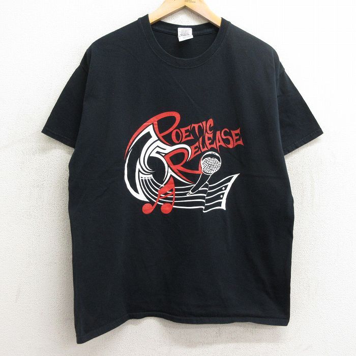 L/古着 半袖 ビンテージ Tシャツ メンズ 00s マイク POETIC RELEASE コットン クルーネック 黒 ブラック 24apr13 中古_画像1