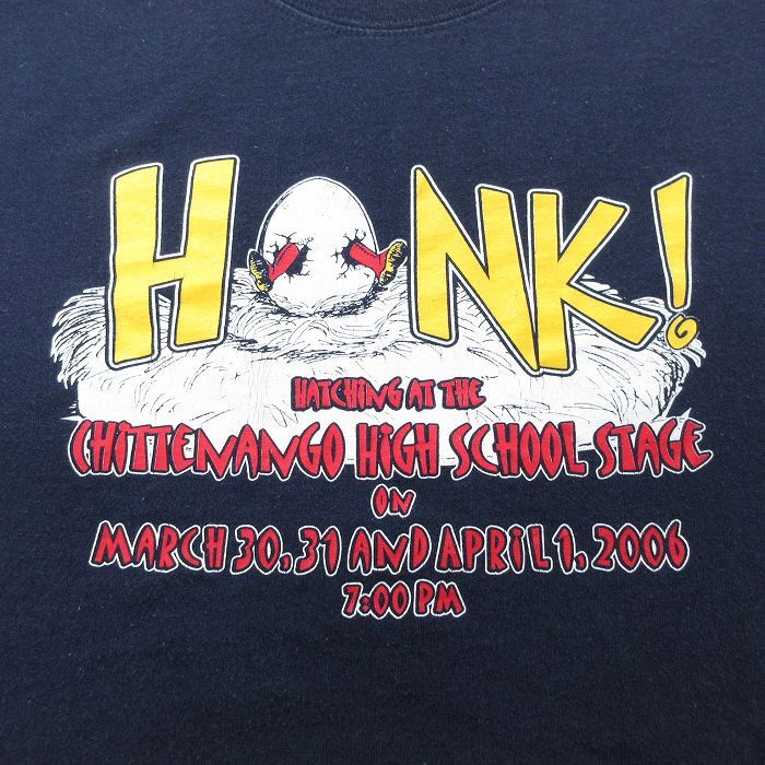 XL/古着 半袖 ビンテージ Tシャツ メンズ 00s HNK アヒル コットン クルーネック 紺 ネイビー 24apr15 中古_画像3