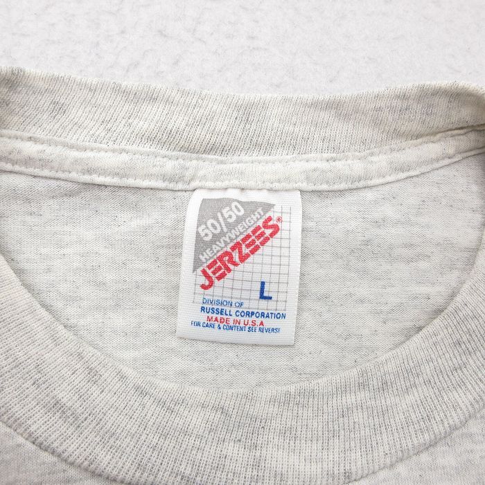 XL/古着 ジャージーズ 半袖 ビンテージ Tシャツ メンズ 90s CARINS 企業広告 クルーネック 薄グレー霜降り 24apr16 中古_画像5