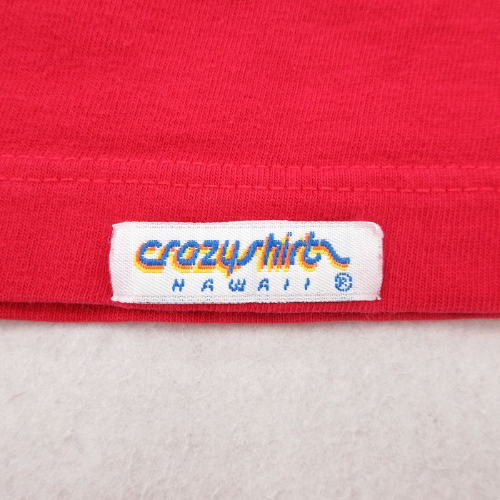 L/古着 Crazy Shirts 半袖 ビンテージ Tシャツ メンズ 90s サンフランシスコ 刺繍 コットン クルーネック 赤 レッド 24apr16 中古_画像3