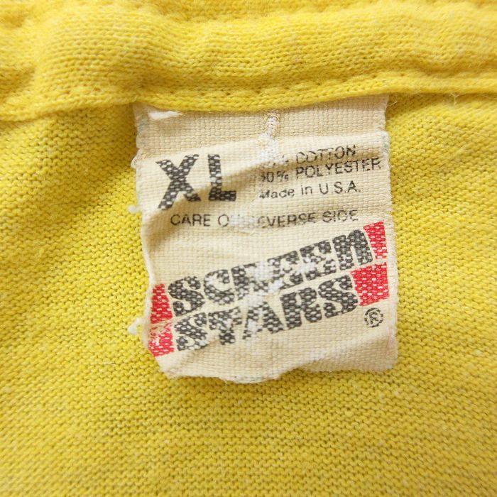 L/ old clothes screen Star z short sleeves Vintage T-shirt men's 80s filler Delphi e aRUN crew neck yellow yellow 24apr17 used 