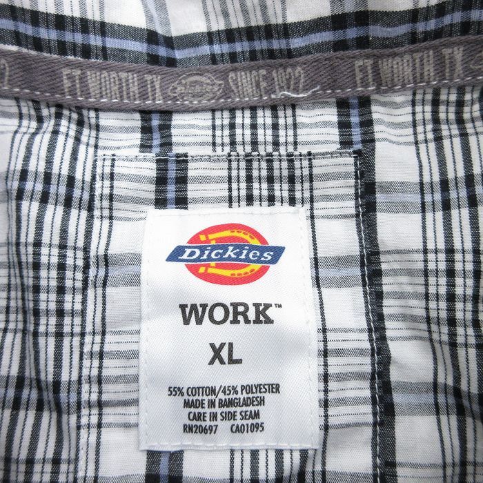 XL/古着 ディッキーズ Dickies 半袖 シャツ メンズ 大きいサイズ ロング丈 白他 ホワイト チェック 24apr18 中古 トップス_画像6