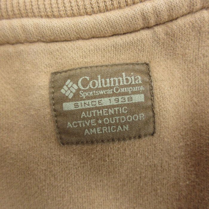 XL/古着 コロンビア Columbia 長袖 スウェット メンズ 00s ワンポイントロゴ クルーネック 薄茶 ブラウン 24apr18 中古 スエット トレーナ_画像4