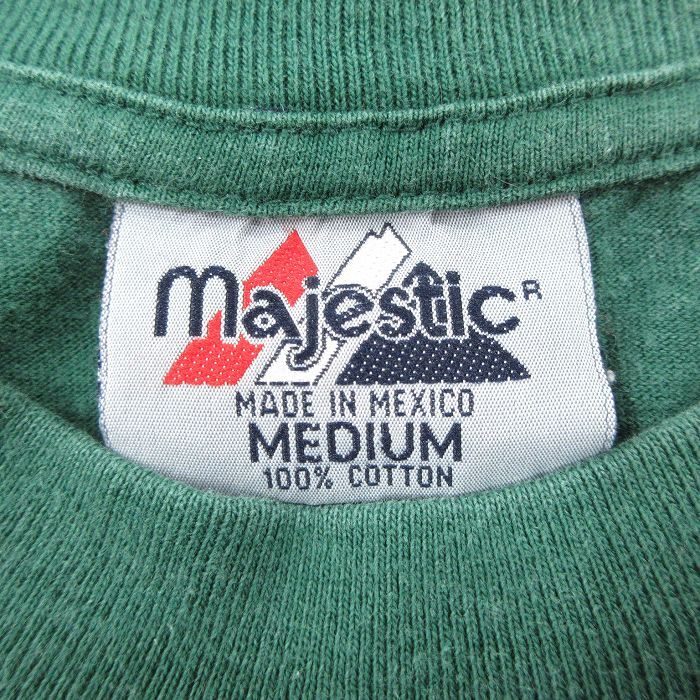 L/古着 マジェスティック 半袖 ビンテージ Tシャツ メンズ 90s NFL ニューヨークジェッツ コットン クルーネック 緑 グリーン アメフト ス_画像3