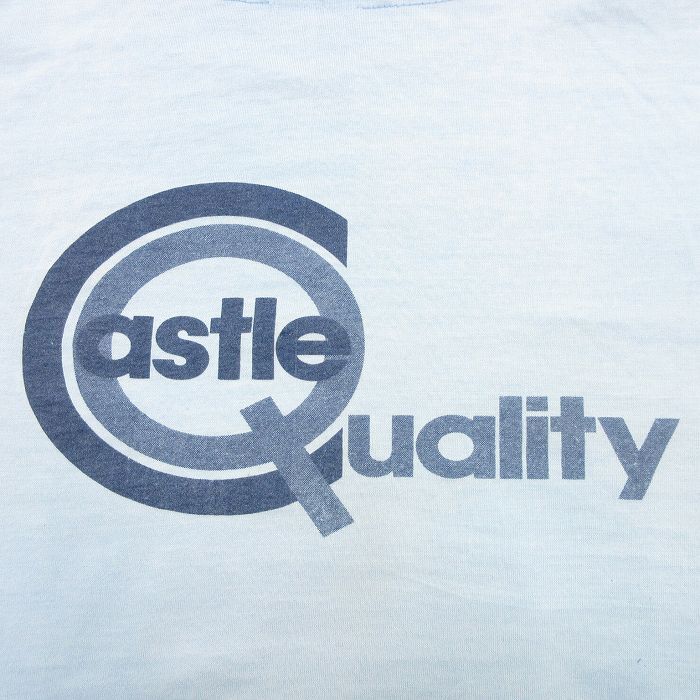 L/古着 半袖 ビンテージ Tシャツ メンズ 90s CASTLE クルーネック 水色 24apr18 中古_画像4