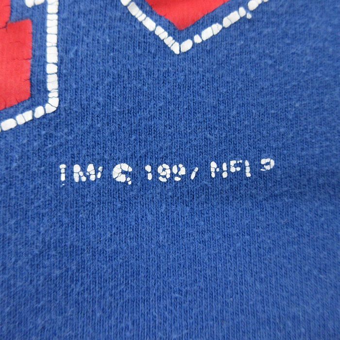 XL/古着 半袖 ビンテージ Tシャツ メンズ 90s ニューイングランドペイトリオッツ 大きいサイズ コットン クルーネック 青他 ブルー アメフ_画像3