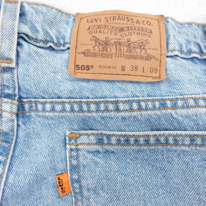 W38/古着 リーバイス Levis 505 ショート パンツ ショーツ メンズ 90s コットン 紺 ネイビー デニム spe 24apr24 中古 ボトムス 短パン シ_画像3