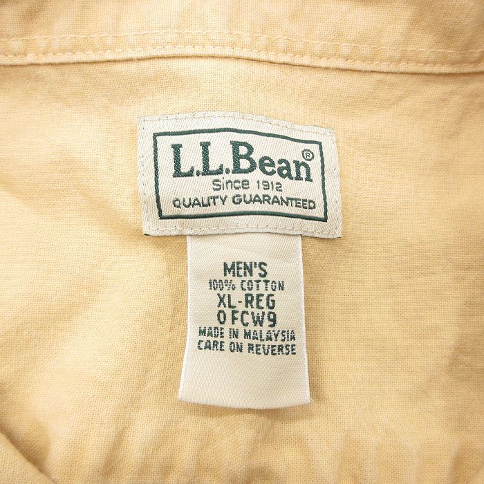 XL/古着 エルエルビーン LLBEAN 半袖 シャツ メンズ 00s 大きいサイズ ロング丈 コットン 黄 イエロー 24apr25 中古 トップス_画像3