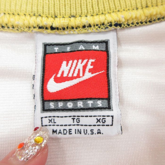 XL/古着 ナイキ NIKE 半袖 ビンテージ フットボール Tシャツ メンズ 90s ワンポイントロゴ 12 メッシュ地 大きいサイズ Vネック 生成り ユ_画像7